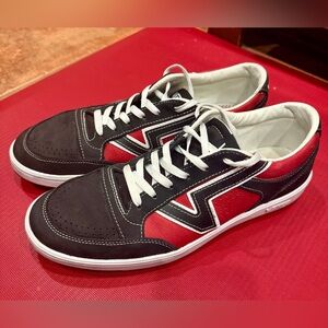 Vans Lowland CC Men's Size 11 Shoes Black Red Leather Skate Sneakers Comfy Cush